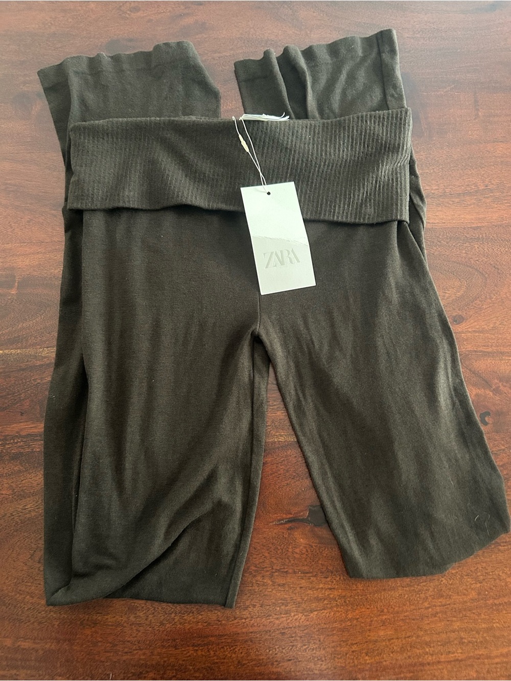 ZARA brown Fold-Over Waist leggings
